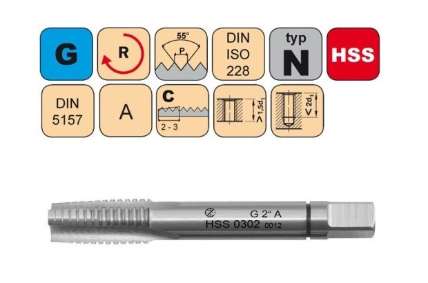 NÁSTROJE CZ Závitník sadový G1/4" I A HSS DIN 5157