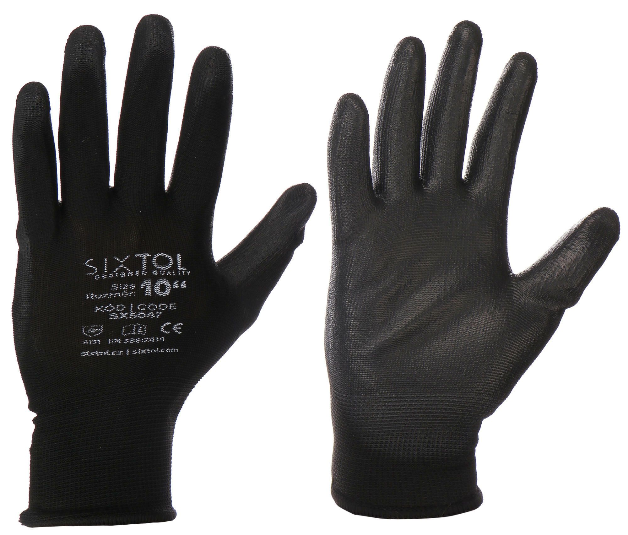 SIXTOL Rukavice pracovní z polyesteru polomáčené v polyuretanu GLOVE PE-PU 10