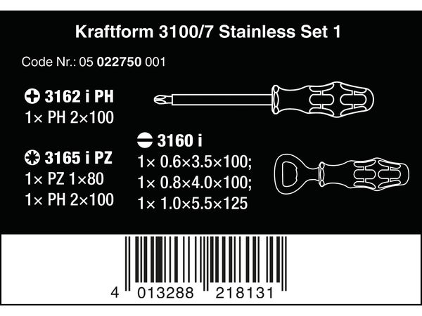 Wera 022750 Šroubováky Kraftform 3100 i/7 Set 1