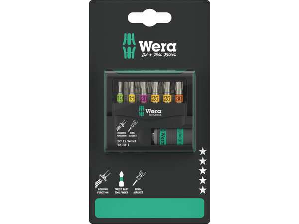 Wera 073641 Bity Bit-Check 12 Wood TX HF 1 SB (Sada 12 dílů)