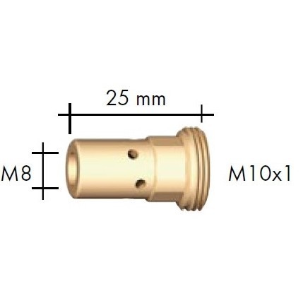 Mezikus BINZEL M8/M10x1 25mm pro vodou chlazené hořáky 142.0022