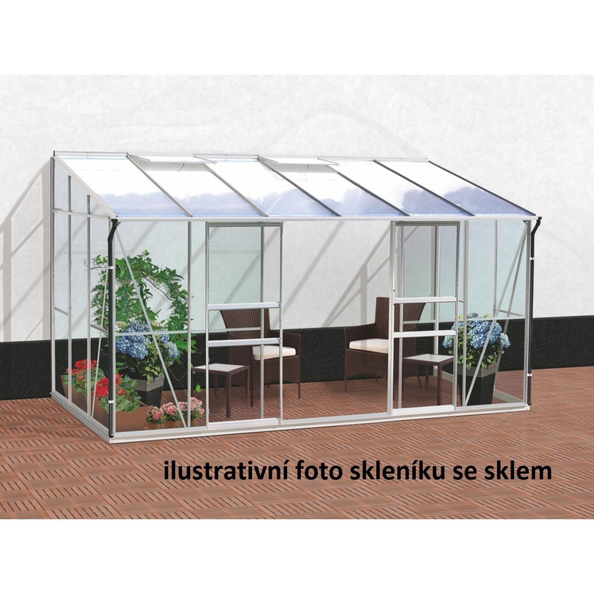 Skleník VITAVIA IDA 7800 PC 4 mm stříbrný LG301 + Záruka 10 LET na polykarbonát + Záruka 15 let na AL konstrukce