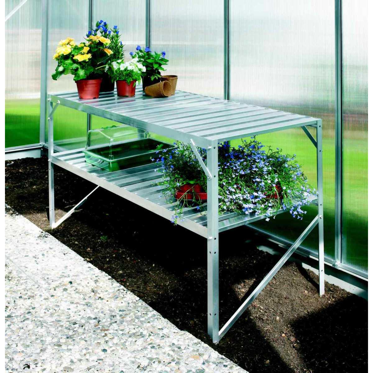 Vitavia Garden AL regál VITAVIA 120x52 cm dvoupolicový stříbrný LG13