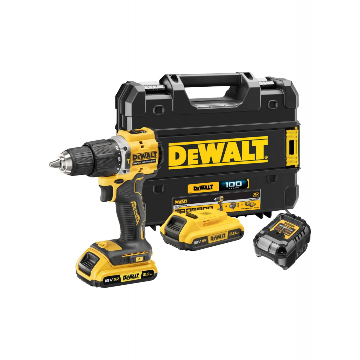 Aku bezuhlíková vrtačka s příklepem DeWALT DCD100YD2T XR Li-Ion 18V/2x2