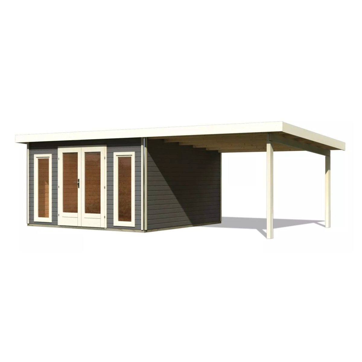 Dřevěný domek KARIBU RADEBURG 3 + přístavek 330 cm (31487) terragrau LG3938 LG3938