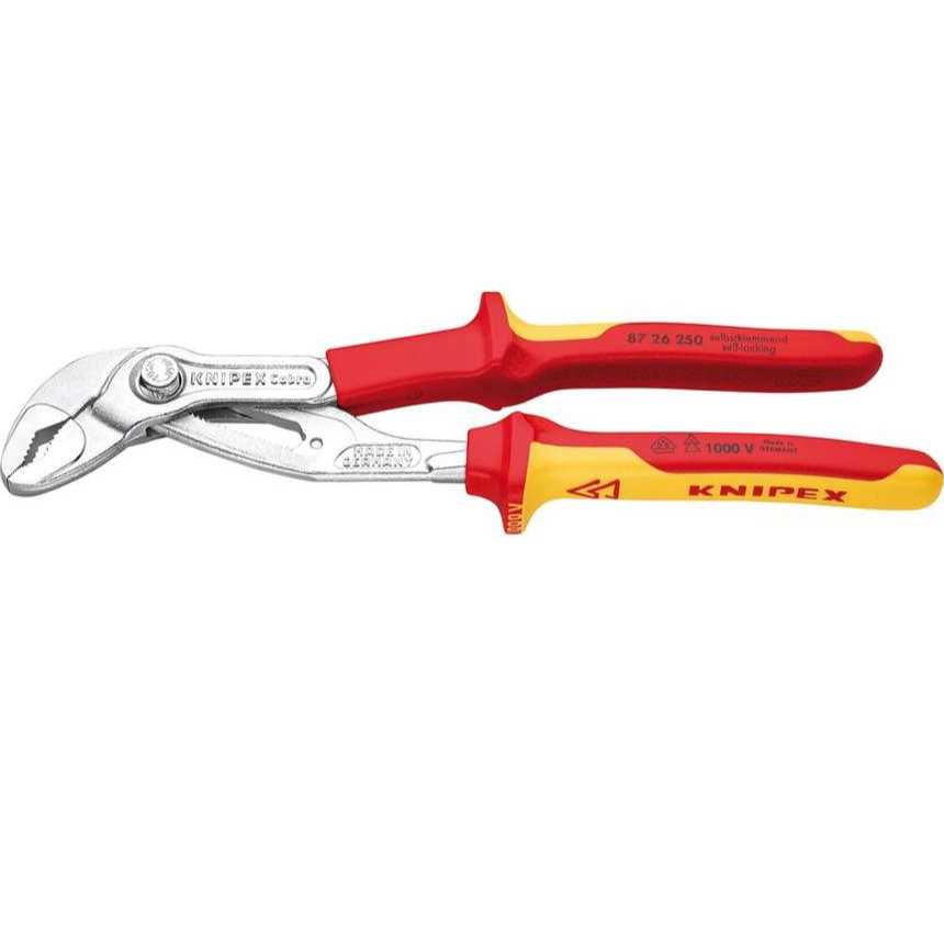 Instalatérské kleště VDE-Cobra 250 mm. KNIPEX 87 26 250 - 1000V. Chromováno