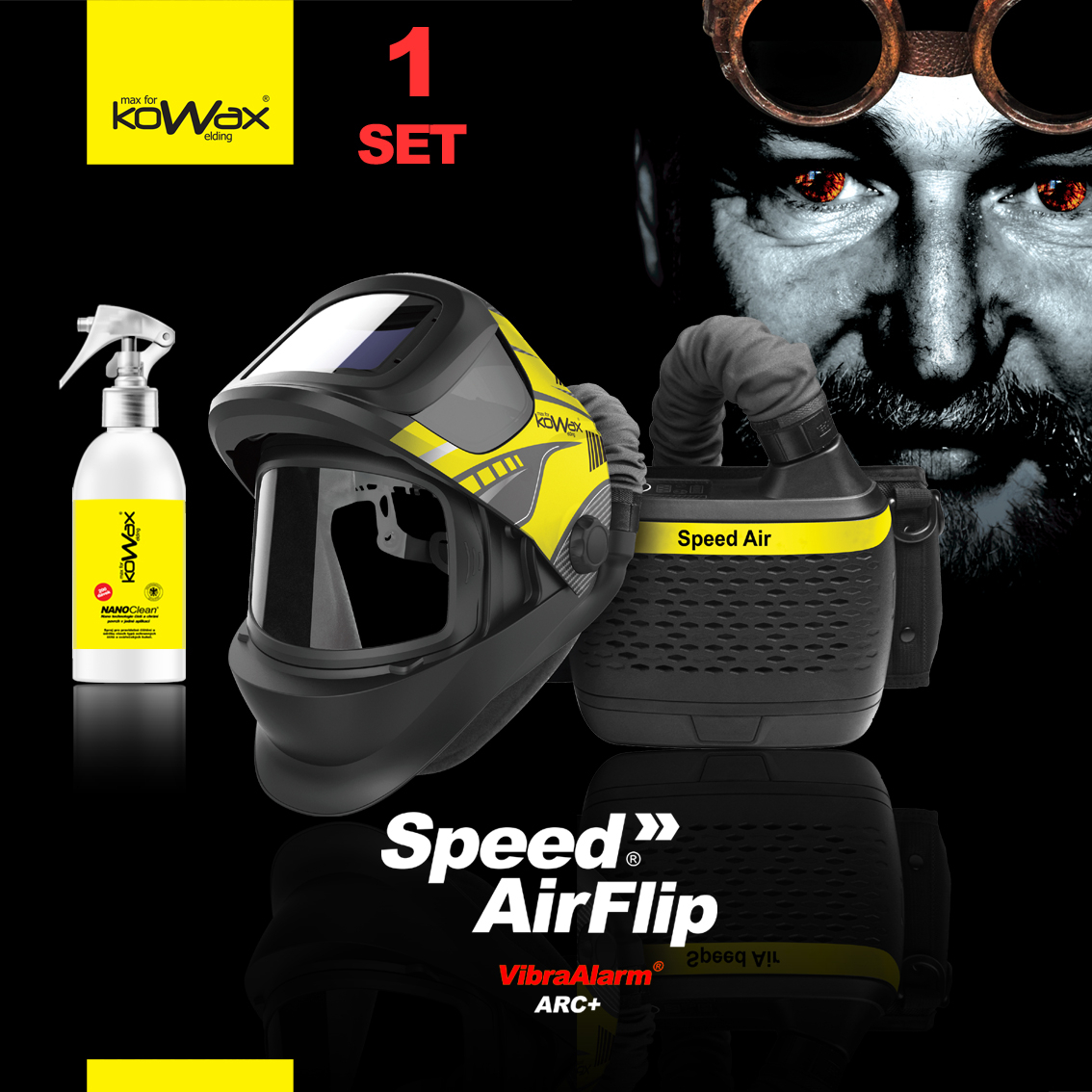 KOWAX Filtračně ventilační jednotka Speed Air FLIP + Kukla + KOWAX FLIP ARC + čistič kukel KWXSAF_S01A