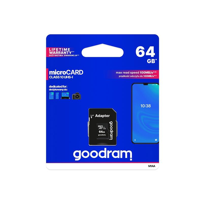 Karta paměťová GOODRAM micro SD 64 GB s adaptérem 08880241