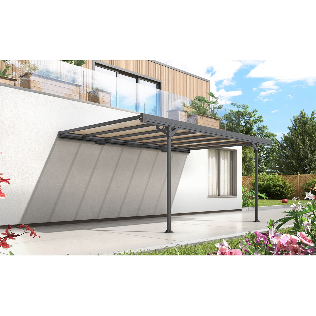 Kovový přístřešek / carport TRIGANO JARDIN MISTRAL WALL LG2461