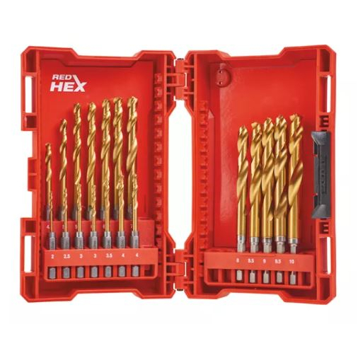 Milwaukee SHOCKWAVE™ HSS-G TiN Red Hex set vrtáků - 19ks 48894760