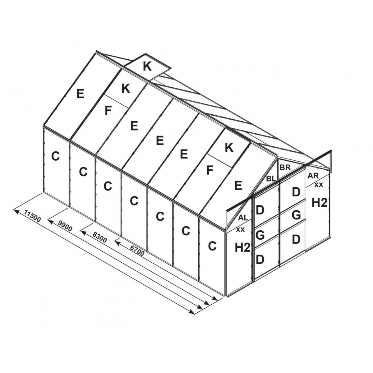 Náhradní prosklení pro skleník VITAVIA URANUS 11500 PC 4 mm LG2543 LG2543