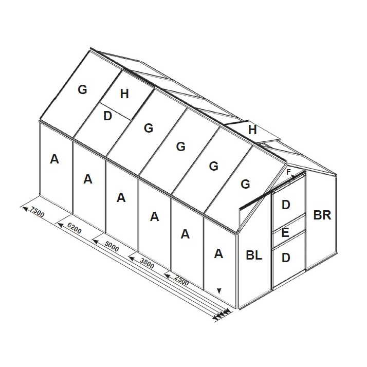 Náhradní prosklení pro skleník VITAVIA VENUS 2500 PC 4 mm LG3058 LG3058