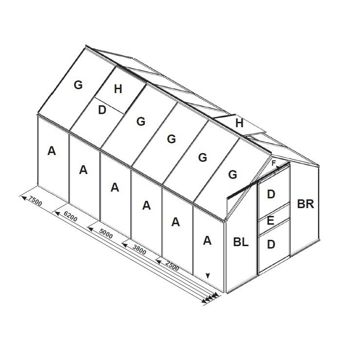 Náhradní prosklení pro skleník VITAVIA VENUS 2500 PC 6 mm LG3059 LG3059