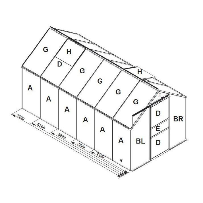 Náhradní prosklení pro skleník VITAVIA VENUS 3800 PC 6 mm LG3061 LG3061