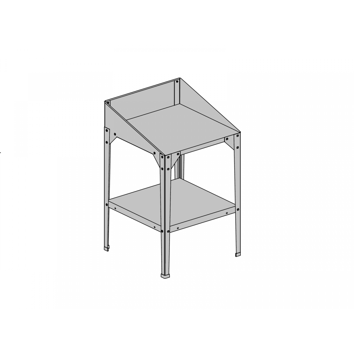 Ocelový regál LANITPLAST 60x60x41/81 cm dvoupolicový stříbrný GSE3 LG2712 LG2712