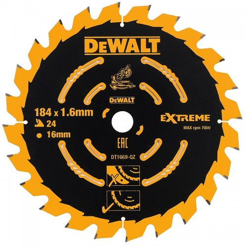 Pilový kotouč 184x16mm 24z ABT +7° DeWALT DT1669 DT1669