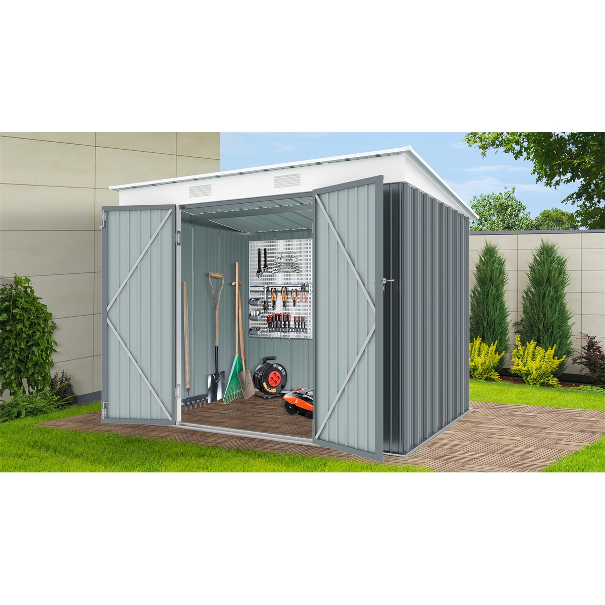 Riwall PRO RMSP 6x8 Anthracite zahradní domek kovový 2