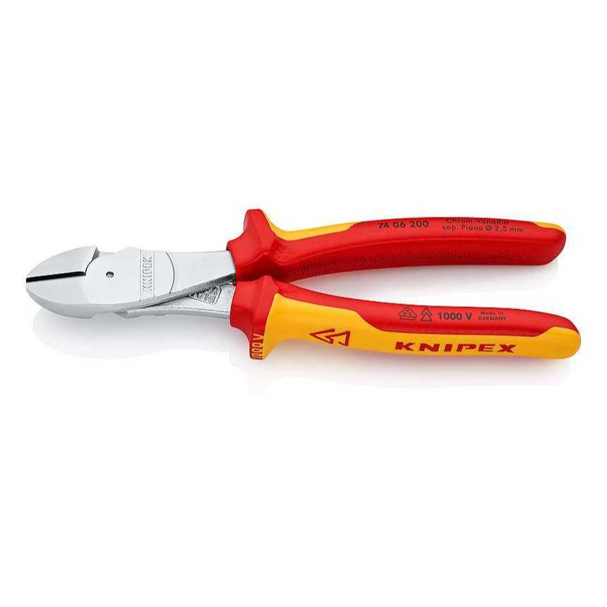 Silové boční štípací kleště 200 mm KNIPEX 74 06 200 - 1000V. Chromováno