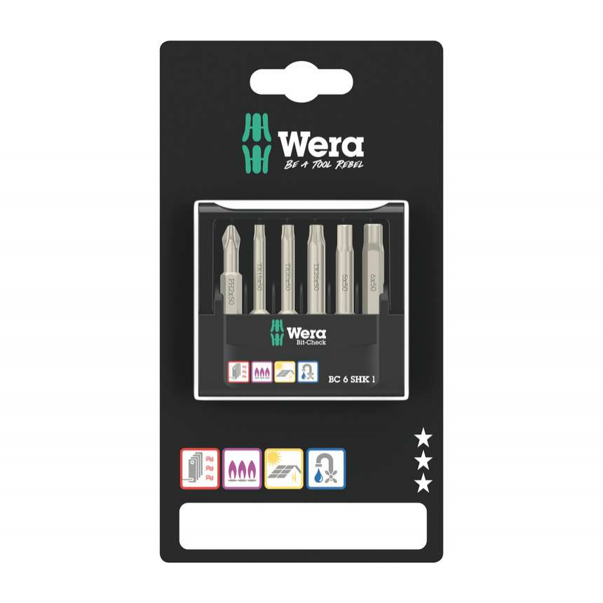 Wera 073631 Šroubovací bity 1/4" Bit-Check 6 SHK 1 SB (Sada 6 dílů) 05073631001