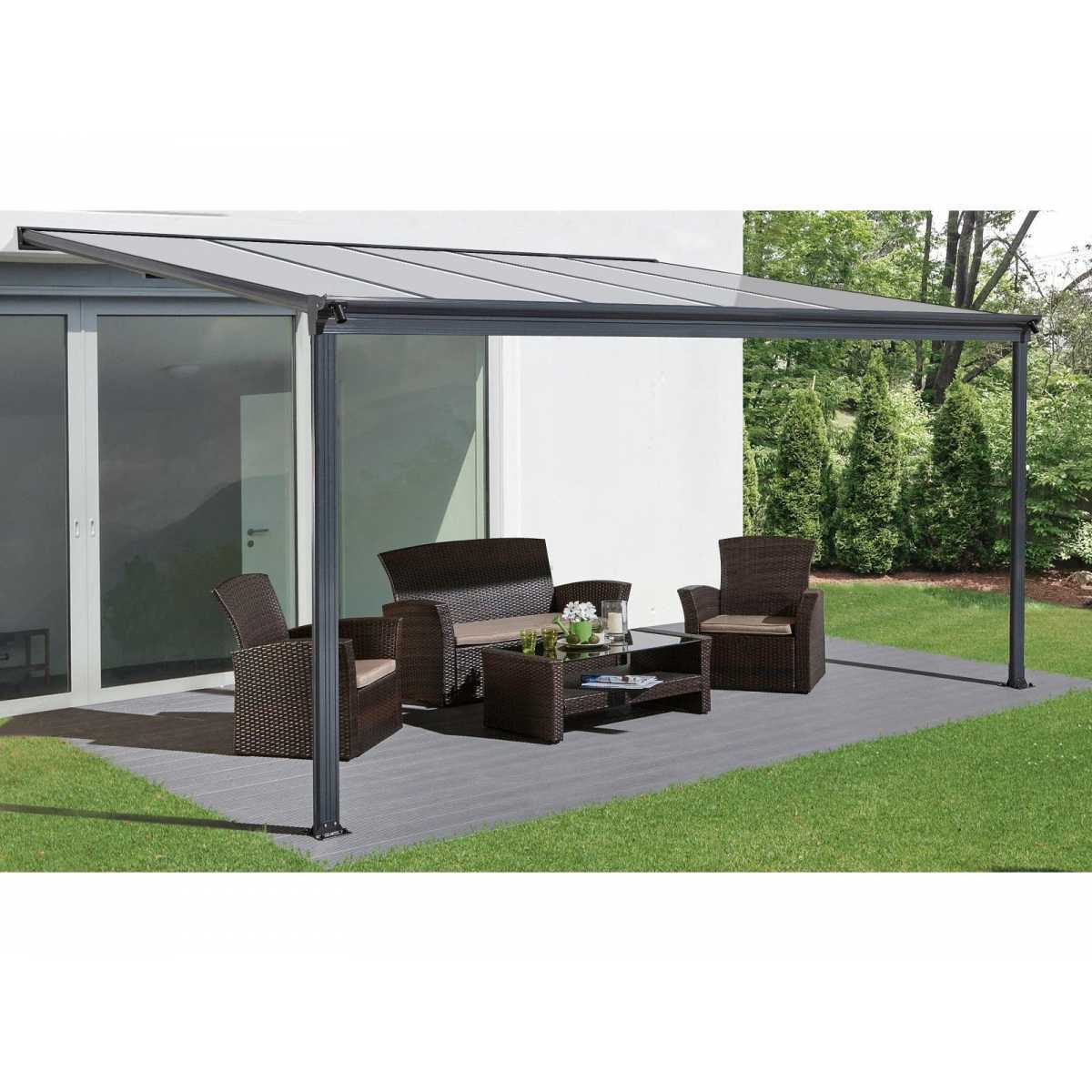 hliníková pergola LANITPLAST WALL 33 antracit + bronz PC LG2120